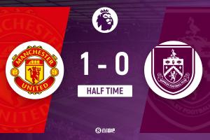 半場-曼聯(lián)暫1-0伯恩利 卡塞米羅造烏龍庫尼亞傷退芒特中橫梁