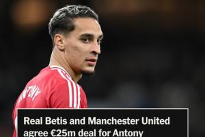 TA：曼聯(lián)與貝蒂斯就安東尼轉(zhuǎn)會達(dá)協(xié)議！轉(zhuǎn)會費(fèi)2500萬歐+50%二轉(zhuǎn)