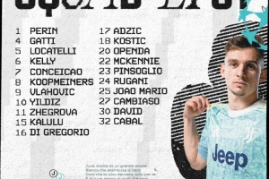 尤文公布?xì)W冠客戰(zhàn)黃潛21人名單：弗拉霍維奇、伊爾迪茲、戴維領(lǐng)銜