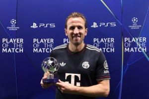 梅開二度！官方：凱恩當(dāng)選拜仁5-1帕福斯的全場最佳球員