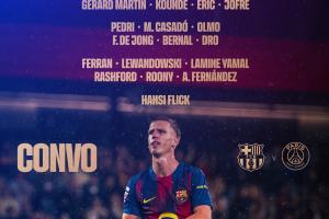 巴薩戰(zhàn)巴黎名單：亞馬爾、佩德里領(lǐng)銜，巴爾德復(fù)出，什琴斯尼在列