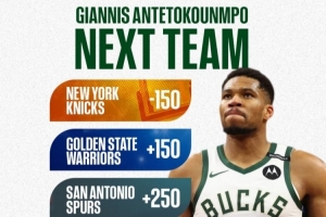 字母哥下家賠率！紐約第一 勇士馬刺緊隨其后