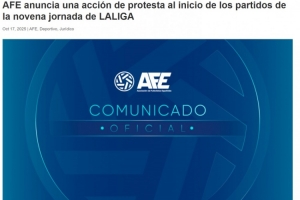 反對海外辦賽！西班牙球員協(xié)會將在第9輪比賽開始前進行抗議