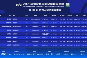 中超第28輪裁判：坦格舍夫執(zhí)法泰山vs海港，馬寧執(zhí)法國(guó)安vs海牛