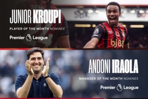 表現(xiàn)優(yōu)異！伯恩茅斯入圍英超10月最佳教練、最佳球員、最佳進(jìn)球