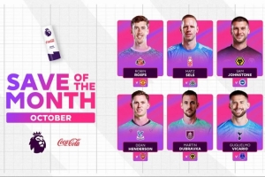 英超10月最佳撲救候選：迪恩-亨德森、維卡里奧、塞爾斯在列