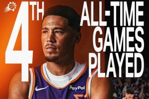 已是球隊(duì)傳奇！布克太陽生涯出場數(shù)升至隊(duì)史第4位 將追納什