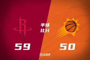 火箭半場(chǎng)領(lǐng)先太陽9分 阿門12+3+5 謝潑德6中1 狄龍13分 布克9分