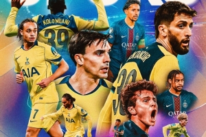 熱刺發(fā)布客戰(zhàn)巴黎海報(bào)：西蒙斯、穆阿尼 VS 馬爾基尼奧斯、內(nèi)維斯