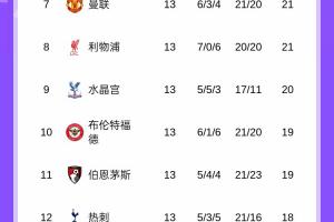 均升上半?yún)^(qū)！英超積分榜：利物浦升第8曼聯(lián)第7，稍后藍軍PK槍手