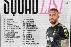 尤文意大利杯名單：伊爾迪茲、孔塞桑、戴維在列，佩林、DV9缺席