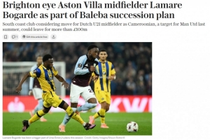 電訊報(bào)：巴萊巴很可能明夏離隊(duì)，布萊頓有意引進(jìn)維拉中場(chǎng)博加德