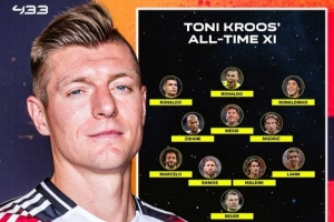 克羅斯評最佳11人：梅羅、大小羅四大攻擊手，齊祖、魔笛坐鎮(zhèn)中場