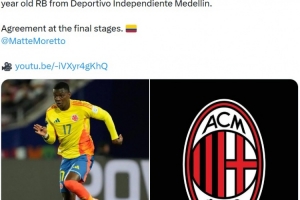 羅馬諾：AC米蘭接近簽下20歲后衛(wèi)阿里薩拉，談判進(jìn)入最后階段