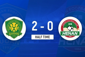 半場-北京國安2-0河南 法比奧補(bǔ)射+點(diǎn)射梅開二度王剛傷退