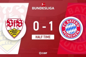 半場(chǎng)-拜仁1-0斯圖加特 萊默爾寫意破門奧利塞助攻納泰伊進(jìn)球越位