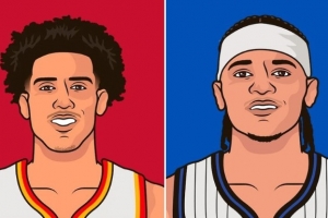 選誰？美媒對(duì)比：杰倫·約翰遜23.4+10.5+7.9 班凱羅20.4+7.9+3.8