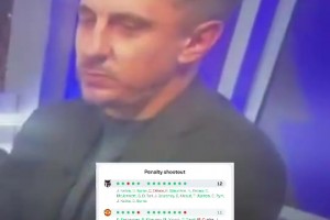 天空體育演播室內(nèi)，內(nèi)維爾生無可戀，基恩卡拉格快憋出內(nèi)傷了??