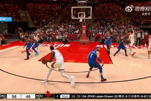 已經(jīng)迫不及待了！火箭球迷在2K中操作杜蘭特打爆衛(wèi)冕冠軍雷霆！