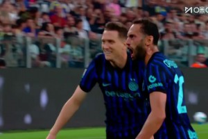 神了！恰爾汗奧盧胸部停球凌空抽射世界波 ，國米2-2扳平尤文