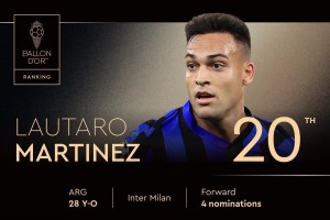 2025年金球獎排名第20位！勞塔羅-馬丁內(nèi)斯，第四次獲得提名