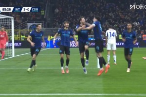 國米4-0科莫！迪馬爾科傳中助攻，奧古斯托凌空打門得手！